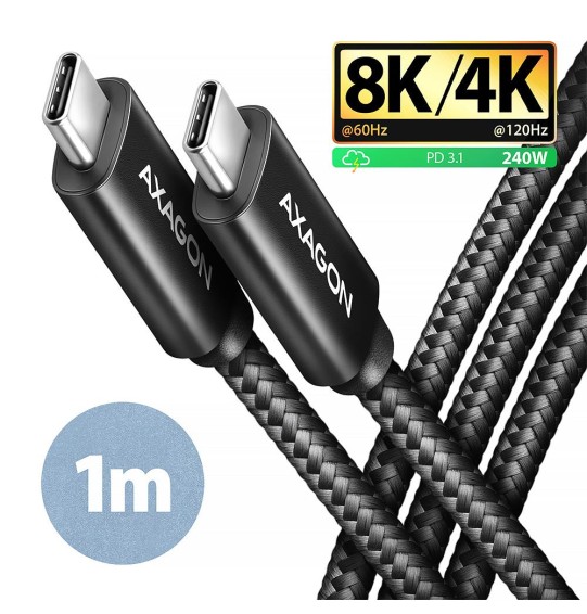 CABLE USB-C TO USB-C 1M 240W/8K BLACK BUCM4X-CM10AB AXAGON