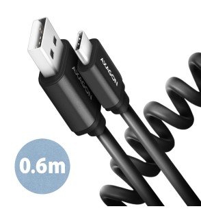 CABLE USB-C TO USB2.0 0.6M/TWISTER BLK BUCM-AM10TB AXAGON