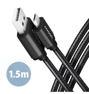 CABLE USB2.0 TO MICRO-USB 1.5M/HQ BLK BUMM-AM15AB AXAGON