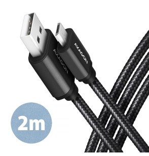 CABLE USB2.0 TO MICRO-USB 2M/HQ BLK BUMM-AM20AB AXAGON
