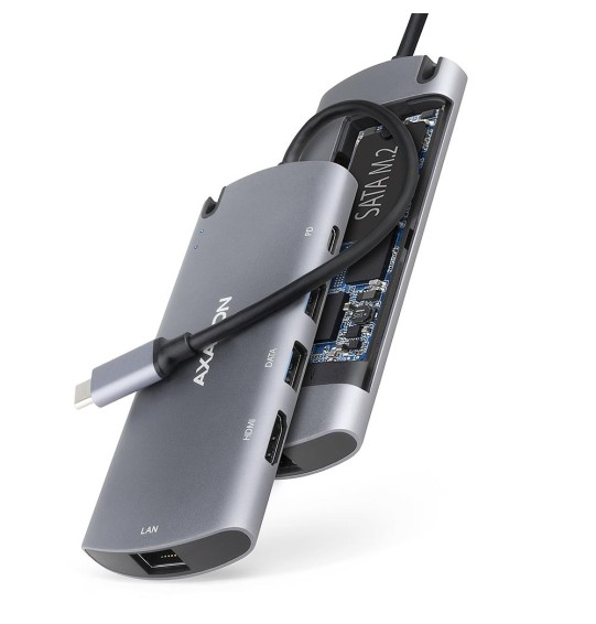 I/O HUB USB-C 6IN1 SATA M.2/0.18M HMC-6M2 AXAGON