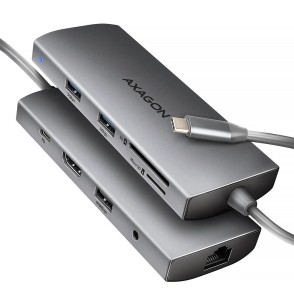 I/O HUB USB-C 9IN1 5GBPS/0.2M HMC-8HLSA AXAGON