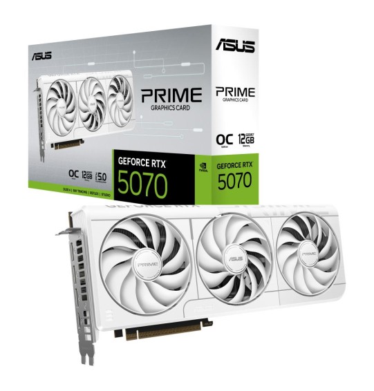 Graphics Card | ASUS | NVIDIA GeForce RTX 5070 | 12 GB | GDDR7 | 192 bit | Triple slot Fansink | 1xHDMI | 3xDisplayPort | PRIME-RTX5070-O12G-WHITE