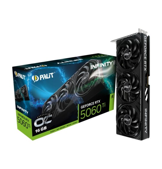 Graphics Card | PALIT | NVIDIA GeForce RTX 5060 Ti | 16 GB | GDDR7 | 128 bit | PCIE 5.0 16x | Triple slot Fansink | 1xHDMI | 3xDisplayPort | NE7506TS19T1-GB2061S