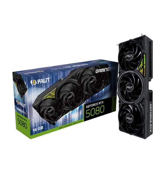 Graphics Card | PALIT | NVIDIA GeForce RTX 5080 | 16 GB | GDDR7 | 256 bit | PCIE 5.0 16x | Triple slot Fansink | 1xHDMI | 3xDisplayPort | NE75080019T2-GB2031Y