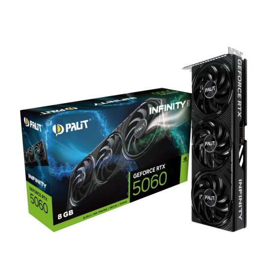 Graphics Card | PALIT | NVIDIA GeForce RTX 5060 | 8 GB | GDDR7 | 128 bit | PCIE 5.0 16x | Triple slot Fansink | 1xHDMI | 3xDisplayPort | NE75060019P1-GB2063S