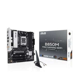 Mainboard | ASUS | AMD B850 | SAM5 | Micro-ATX | Memory DDR5 | Memory slots 4 | 3xPCI-Express 4.0 16x | 1xPCI-Express 5.0 16x | 3xM.2 | 1xHDMI | 1xDisplayPort | 5xUSB 2.0 | 2xUSB 3.2 | 2xUSB-C | 1xRJ45 | 3xAudio port | B850MMAXGAMINGWIFI