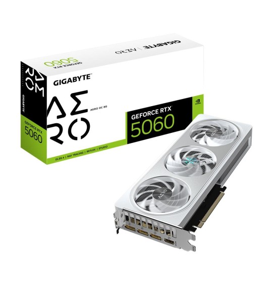 Graphics Card | GIGABYTE | NVIDIA GeForce RTX 5060 | 8 GB | GDDR7 | 128 bit | PCIE 5.0 16x | GPU 2595 MHz | 1xHDMI | 3xDisplayPort | GV-N5060AEROOC-8GD