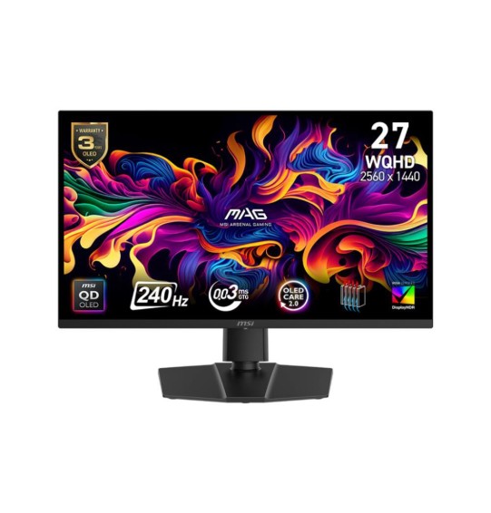 Monitor | MSI | MAG 271QP QD-OLED X24 | 26.5" | Gaming | Swivel | Pivot | Height adjustable | Tilt | Matte | Panel QD-OLED | 2560x1440 | 16:9 | 240 ?? | 0.03 ms | Colour Black | MAG271QPQDOLEDX24