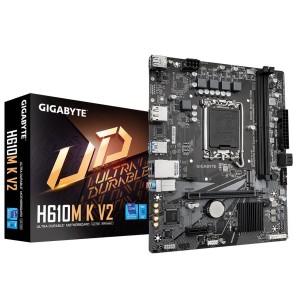 Mainboard | GIGABYTE | Intel H610 | LGA1700 | Micro-ATX | Memory DDR5 | Memory slots 2 | 1xPCI-Express 3.0 1x | 1xPCI-Express 4.0 16x | 1xM.2 | 1xHDMI | 1xDisplayPort | 4xUSB 2.0 | 2xUSB 3.2 | 1xPS/2 | 1xRJ45 | 3xAudio port | H610MKV2