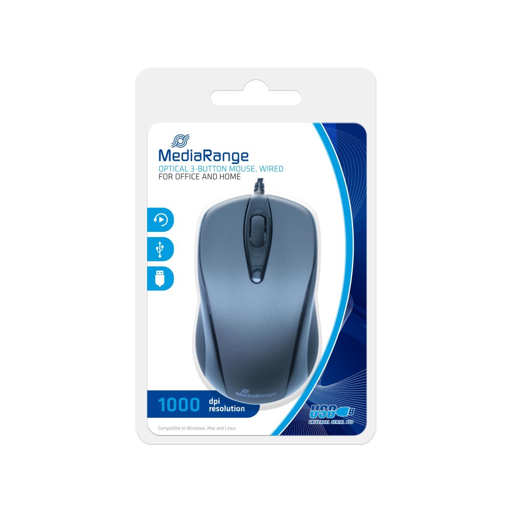 MOUSE USB OPTICAL BLACK/GREY/MROS201 MEDIARANGE MOUSE USB OPTICAL BLACK/GREY/MROS201 MEDIARANGE