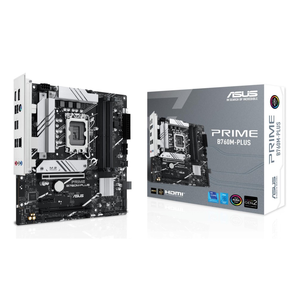 Mainboard|ASUS|Intel B760 Express|LGA1700|Micro-ATX|Memory DDR5|Memory slots 4|1xPCI-Express 4.0 1x|2xPCI-Express 4.0 16x|2xM.2|1xHDMI|1xDisplayPort|4xUSB 2.0|2xUSB 3.2|1xPS/2|1xRJ45|3xAudio port|PRIMEB760M-PLUS