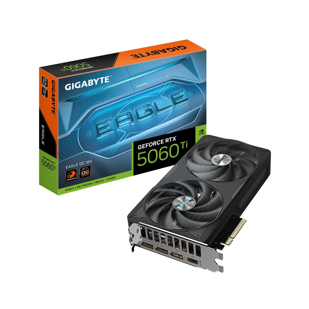 Graphics Card|GIGABYTE|NVIDIA GeForce RTX 5060 Ti|16 GB|GDDR7|128 bit|PCIE 5.0 16x|GPU 2617 MHz|Dual Slot Fansink|1xHDMI|3xDisplayPort|GV-N506TEAGLEOC-16GD1.0