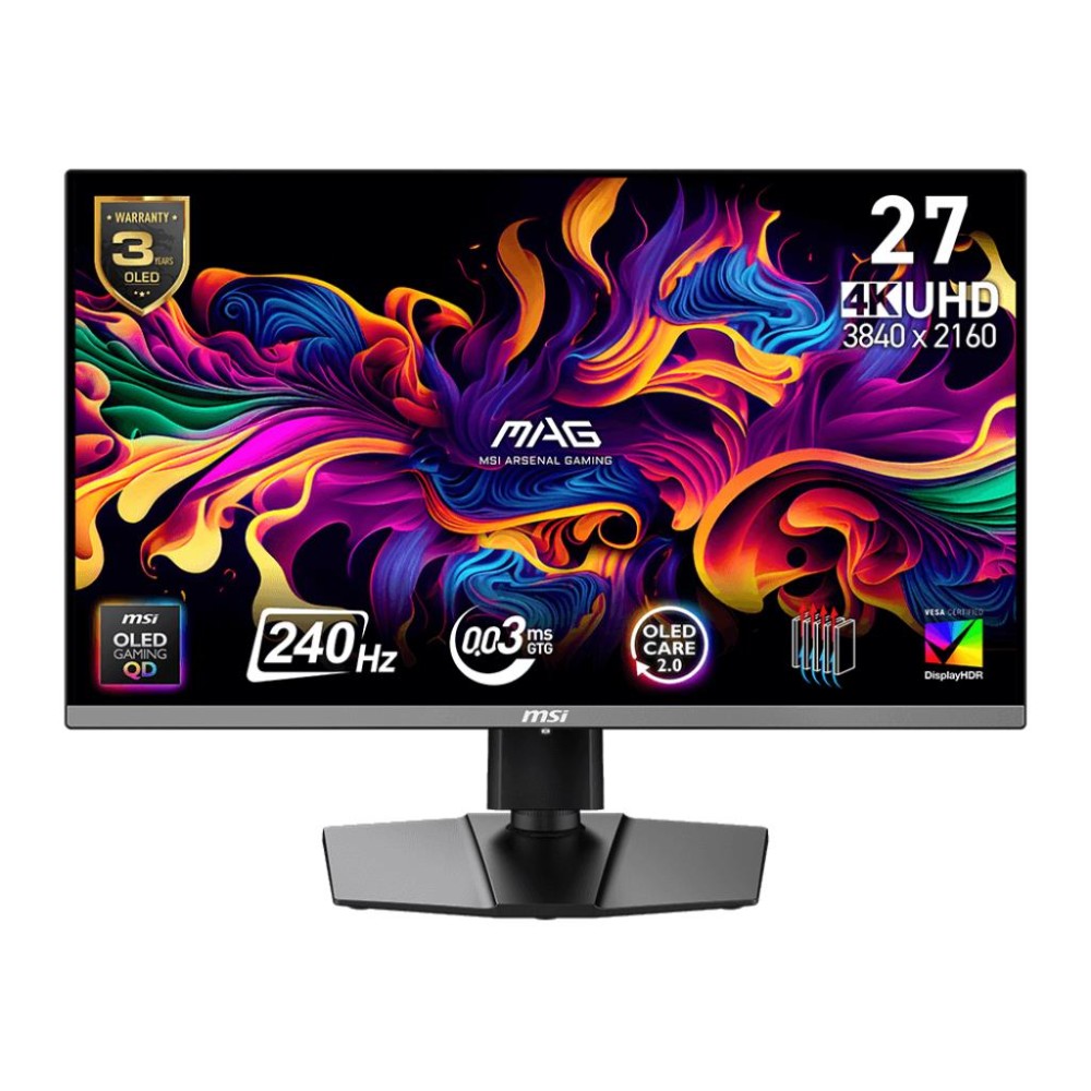 Monitor|MSI|MAG 272UP QD-OLED X24|26.5"|Gaming/4K|Matte|Panel QD-OLED|3840x2160|16:9|240Hz|0.03 ms|Colour Black|MAG272UPQD-OLEDX24