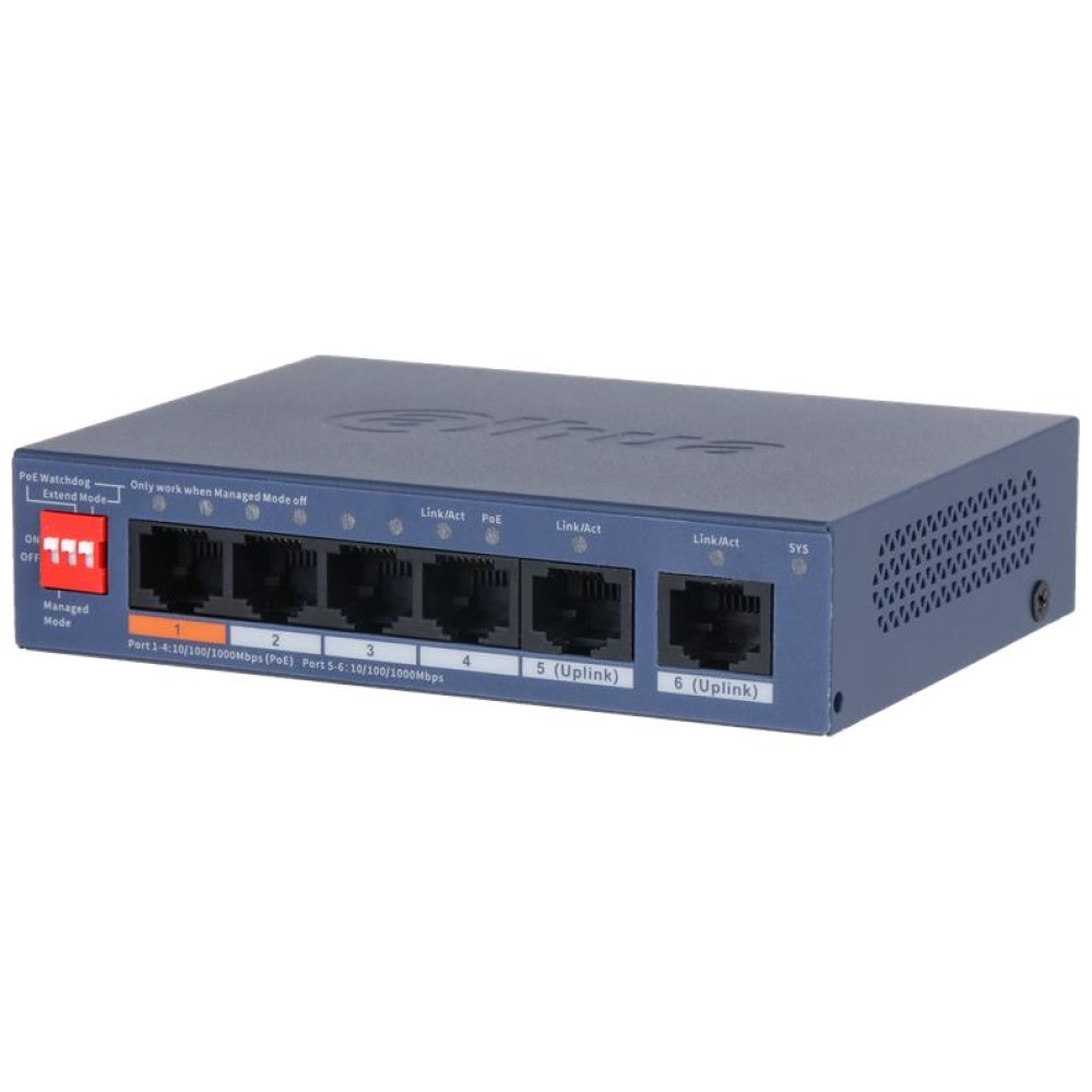 Switch|DAHUA|DH-CS4006-4GT-60-V2|Type L2|PoE ports 4|60 Watts|CS4006-4GT-60-V2 Switch|DAHUA|DH-CS4006-4GT-60-V2|Type L2|PoE ports 4|60 Watts|CS4006-4GT-60-V2