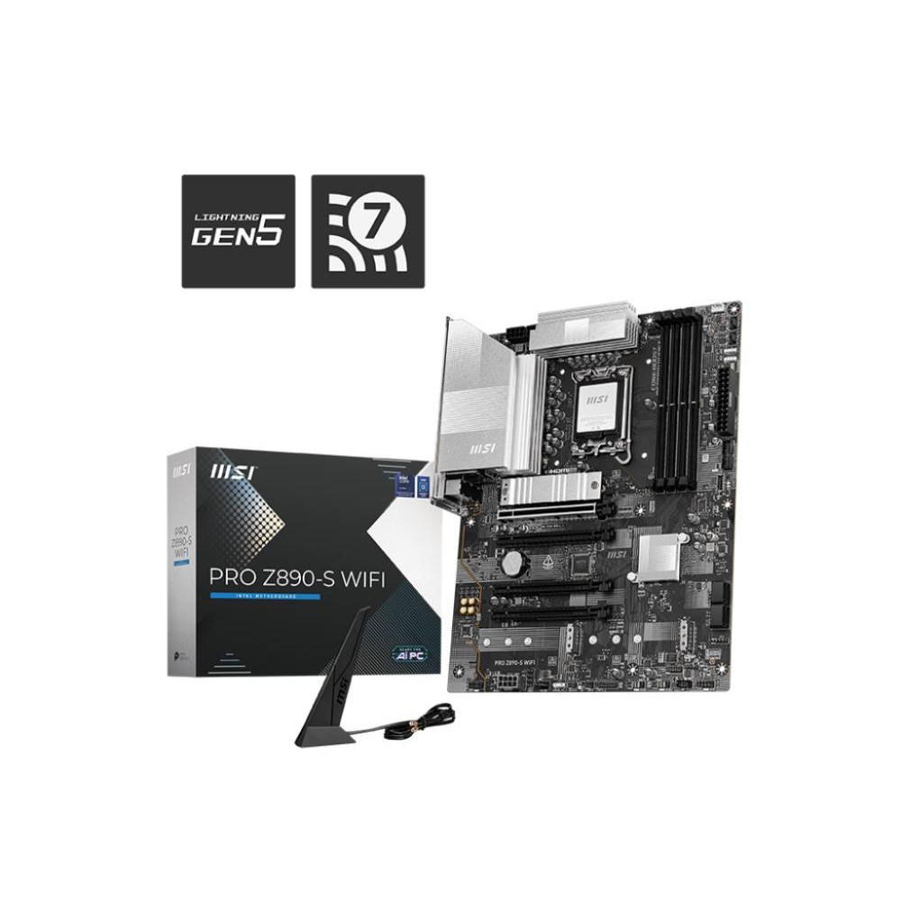 Mainboard|MSI|Intel Z890|LGA1851|ATX|Memory DDR5|Memory slots 4|1xPCI-Express 3.0 1x|2xPCI-Express 4.0 4x	|1xPCI-Express 5.0 16x|3xM.2|1xHDMI|1xDisplayPort|4xUSB 2.0|2xUSB 3.0|1xUSB-C|1xUSB-C w/Thunderbolt|3xAudio port|PROZ890-SWIFI