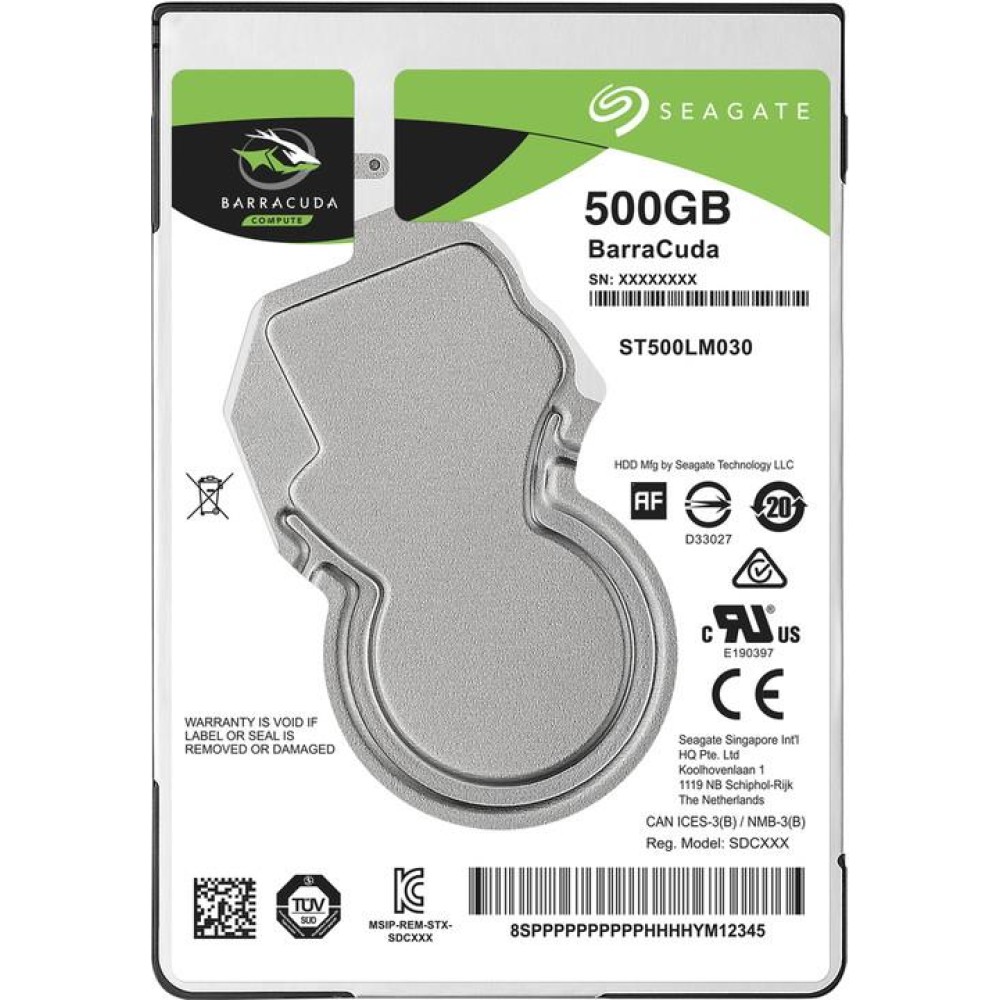 HDD|SEAGATE|Barracuda|500GB|SATA 3.0|128 MB|5400 rpm|2,5"|Thickness 7mm|ST500LM030