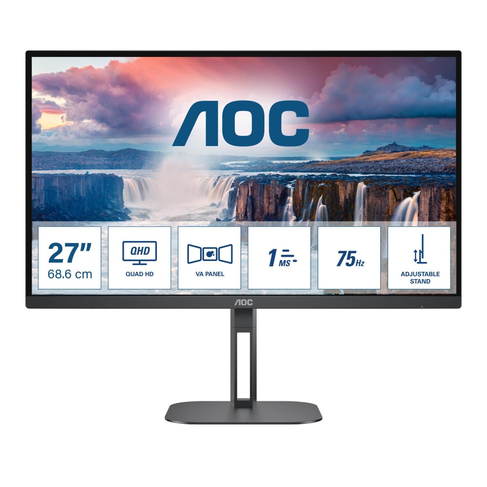 LCD Monitor|AOC|27"|Panel VA|2560x1440|16:9|75 Hz|Matte|4 ms|Speakers|Swivel|Pivot|Height adjustable|Tilt|Colour Black|Q27V5N/BK