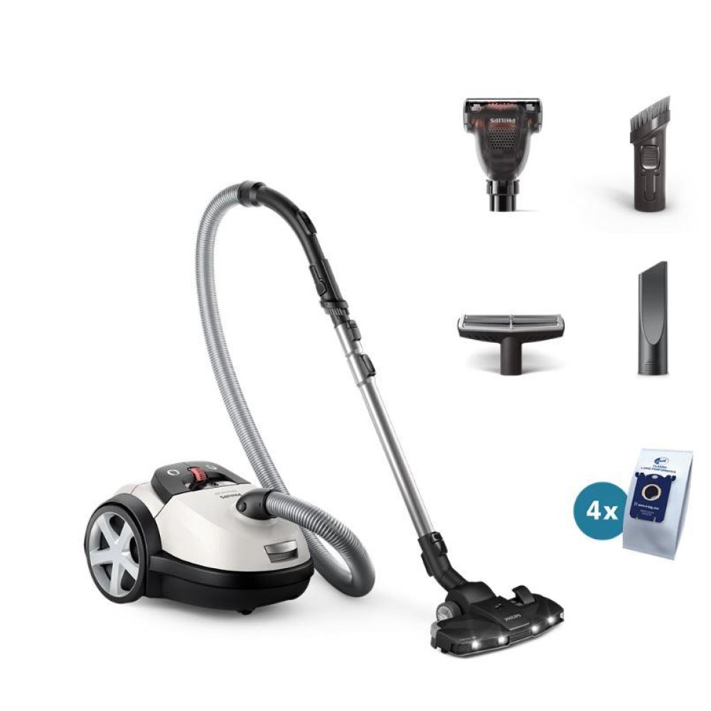 Vacuum Cleaner|PHILIPS|Performer LED 8000 Series|Bagged/For carpets|900 Watts|Noise 75 dB|White|Weight 5.3 kg|XD8142/12 Vacuum Cleaner|PHILIPS|Performer LED 8000 Series|Bagged/For carpets|900 Watts|Noise 75 dB|White|Weight 5.3 kg|XD8142/12