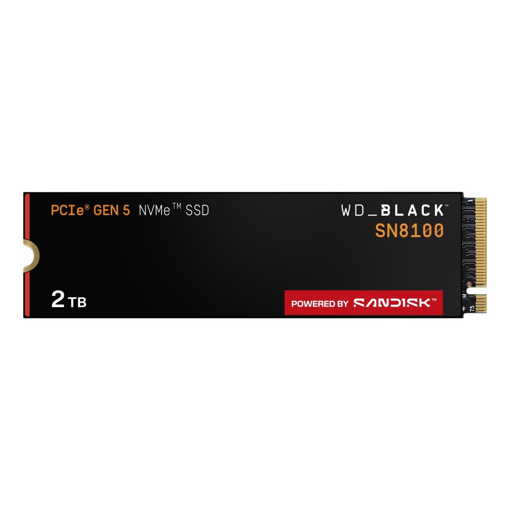 SSD|SANDISK|2400xTBW rating|NVMe Yes|PCI Express 5.0|M.2|2000 GB|POWERED BY SANDISK|Black SN8100|WDS200T1X0M