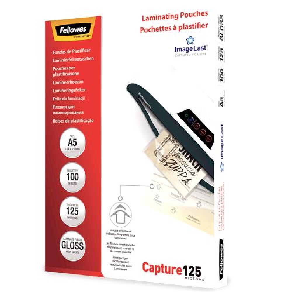 LAMINATOR POUCH IMAGELAST/A5 125 100PCS 5307302 FELLOWES LAMINATOR POUCH IMAGELAST/A5 125 100PCS 5307302 FELLOWES