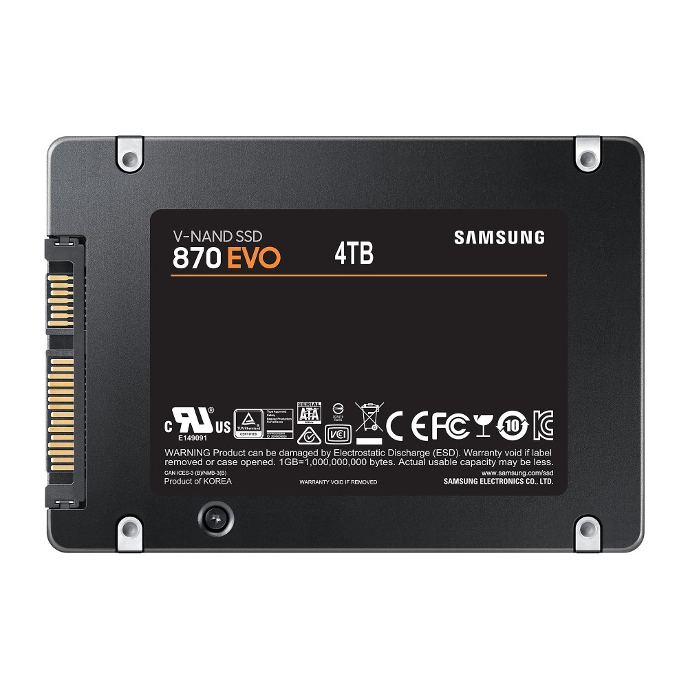 SSD|SAMSUNG|870 EVO|4TB|SATA|SATA 3.0|MLC|Write speed 530 MBytes/sec|Read speed 560 MBytes/sec|2,5"|TBW 2400 TB|MTBF 1500000 hours|MZ-77E4T0B/EU