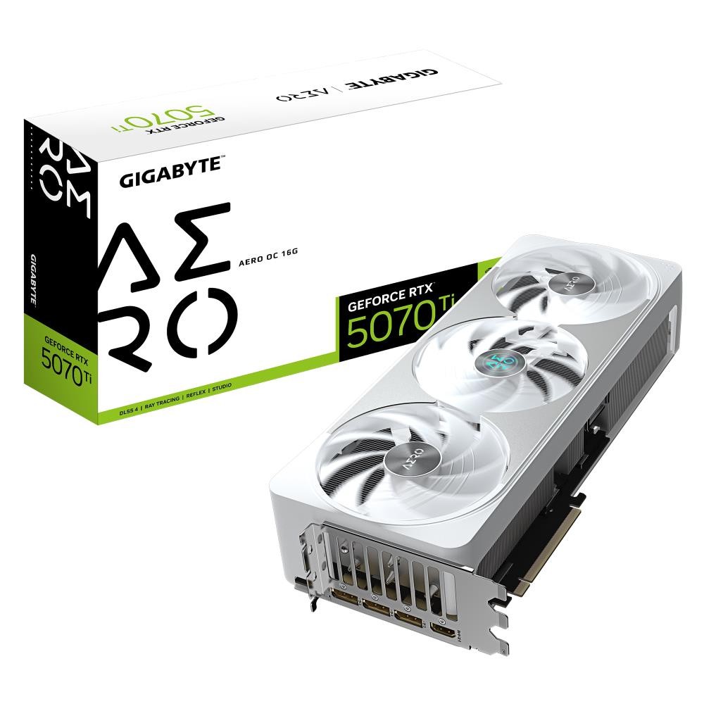 Graphics Card|GIGABYTE|NVIDIA GeForce RTX 5070 Ti|16 GB|GDDR7|256 bit|PCIE 5.0 16x|GPU 2588 MHz|Dual Slot Fansink|1xHDMI|3xDisplayPort|GV-N507TAEROOC-16GD1.0