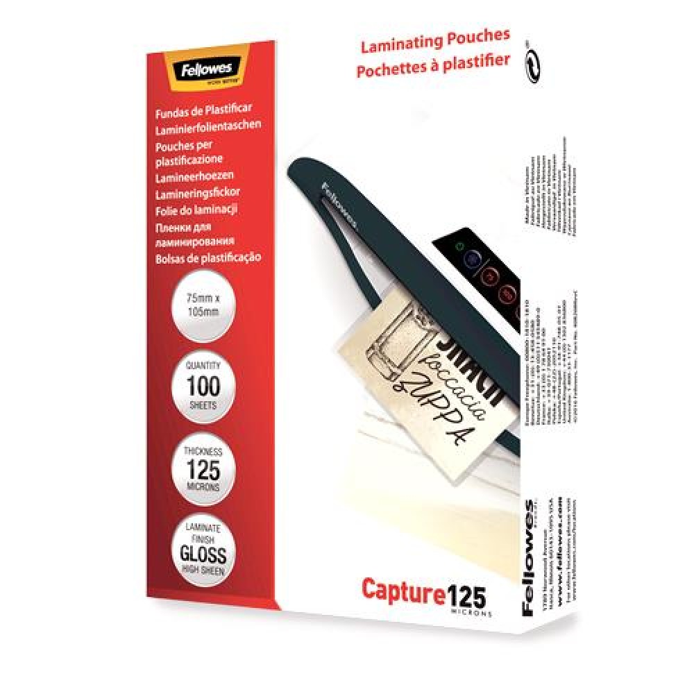 LAMINATOR POUCH GLOSSY/A6 125 100PCS 5307201 FELLOWES LAMINATOR POUCH GLOSSY/A6 125 100PCS 5307201 FELLOWES