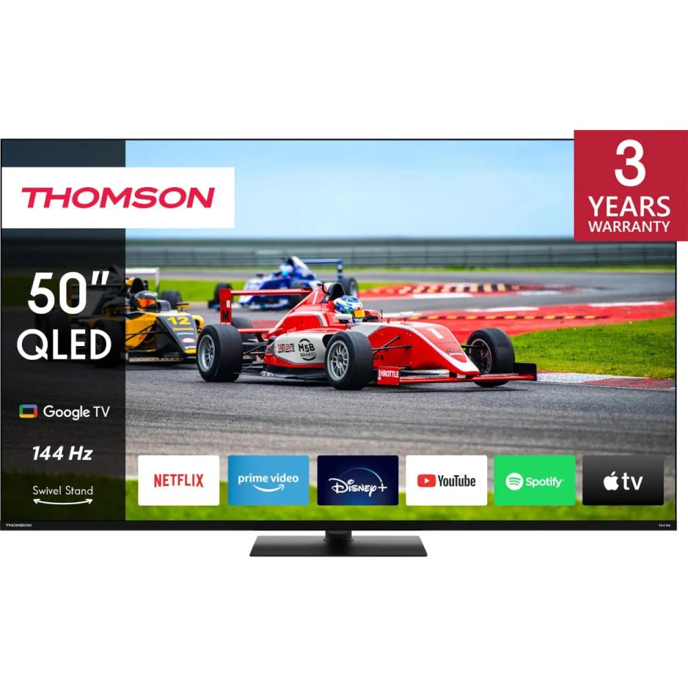 TV Set|THOMSON|50"|4K/Smart|QLED|3840x2160|Wireless LAN|Bluetooth|Google TV|Black|50QG7C14