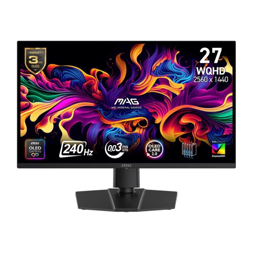 Monitor|MSI|MAG 273QP QD-OLED X24|26.5"|Gaming|Matte|Panel QD-OLED|2560x1440|16:9|240Hz|0.03 ms|Colour Black|MAG273QPQD-OLEDX24