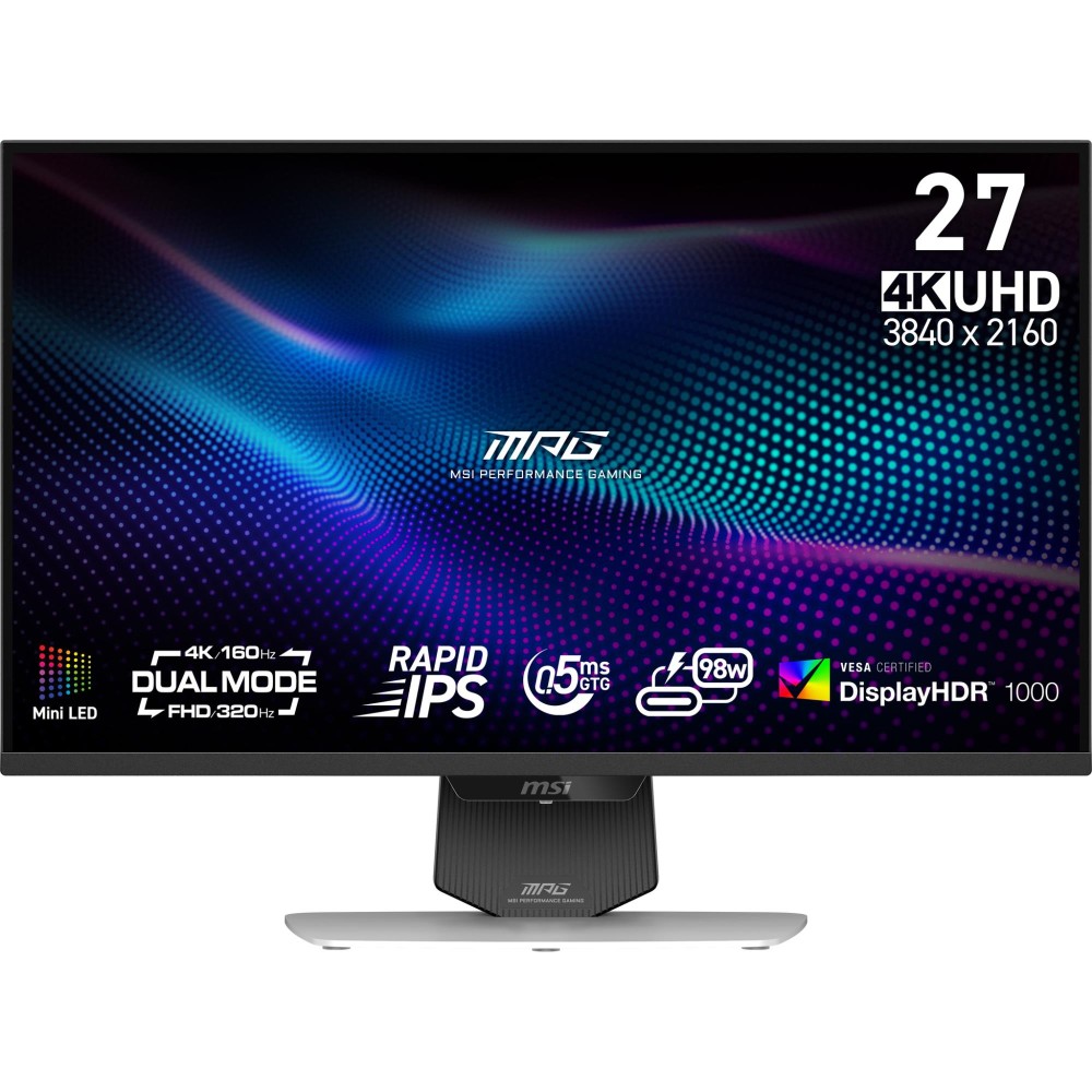 LCD Monitor|MSI|MPG 274URDFW E16M|27"|Gaming/Frameless/4K|Matte|Panel IPS|3840x2160|16:9|320Hz|0.5 ms|Colour White|MPG274URDFWE16M LCD Monitor|MSI|MPG 274URDFW E16M|27"|Gaming/Frameless/4K|Matte|Panel IPS|3840x2160|16:9|320Hz|0.5 ms|Colour White|MPG274URDFWE16M