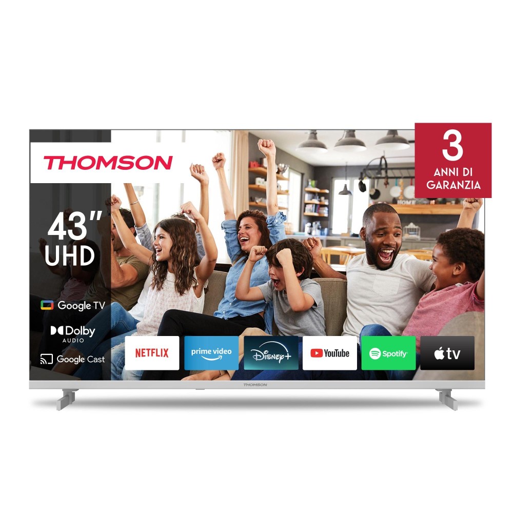TV Set|THOMSON|43"|4K/Smart|QLED|3840x2160|Google TV|White|43UG4S14W