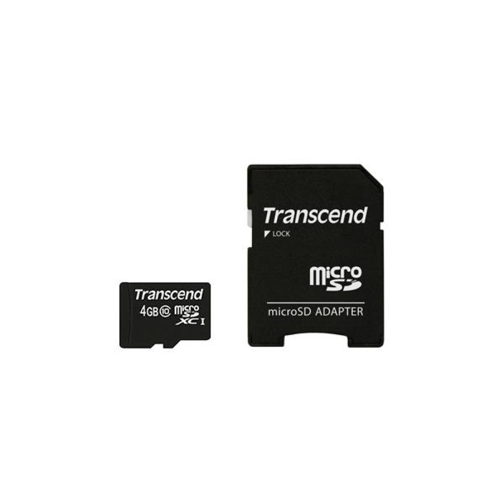 MEMORY MICRO SDHC 4GB W/ADAPT/CLASS10 TS4GUSDHC10 TRANSCEND