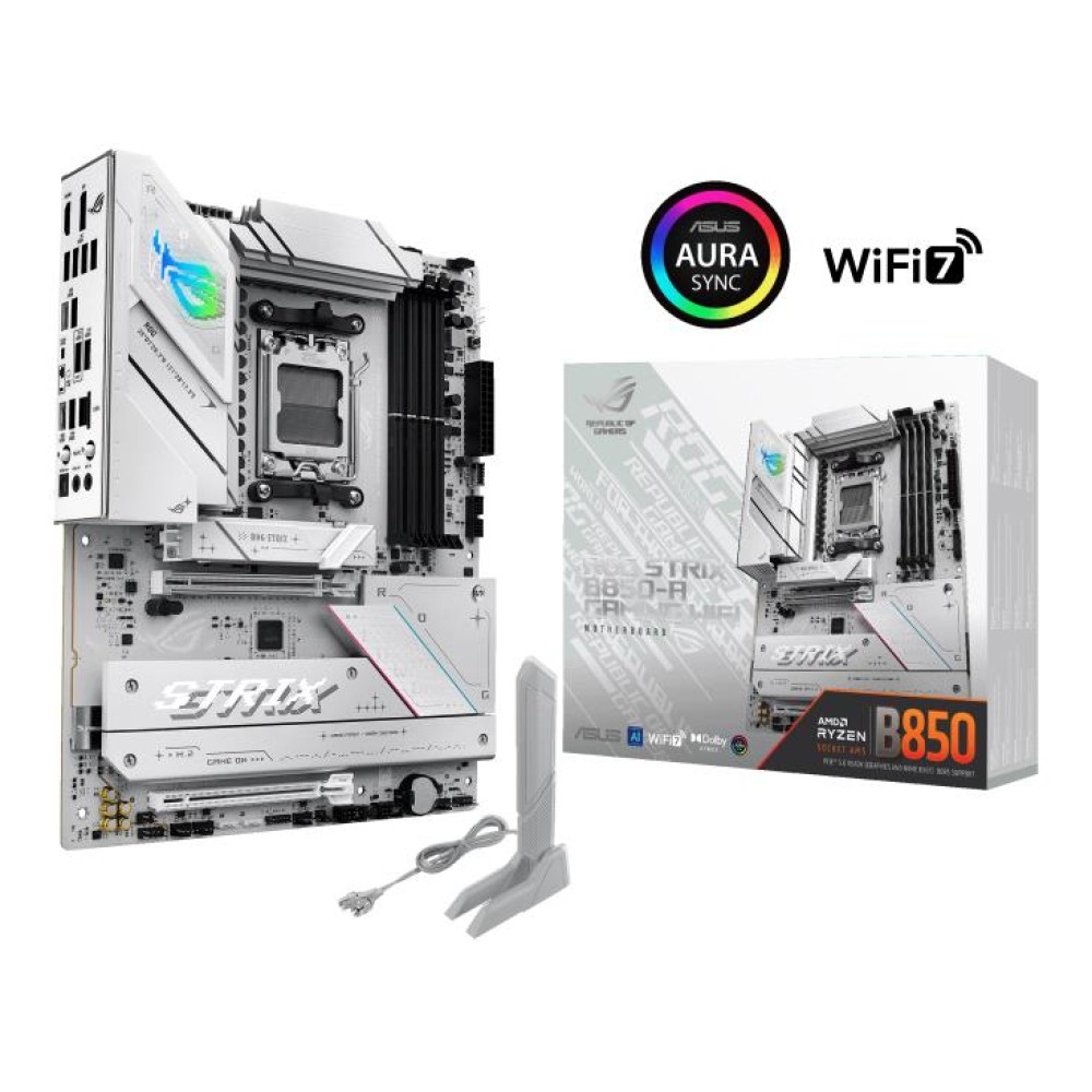 Mainboard|ASUS|AMD B850|SAM5|ATX|Memory DDR5|Memory slots 4|1xPCI-Express 4.0 16x|1xPCI-Express 5.0 16x|4xM.2|1xHDMI|1xDisplayPort|12xUSB 2.0|3xUSB-C|1xOptical S/PDIF|1xRJ45|2xAudio port|STRIXB850-AGAMINGWIFI Mainboard|ASUS|AMD B850|SAM5|ATX|Memory DDR5|Memory slots 4|1xPCI-Express 4.0 16x|1xPCI-Express 5.0 16x|4xM.2|1xHDMI|1xDisplayPort|12xUSB 2.0|3xUSB-C|1xOptical S/PDIF|1xRJ45|2xAudio port|STRIXB850-AGAMINGWIFI