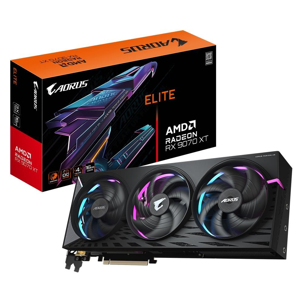 Graphics Card|GIGABYTE|AMD Radeon RX 9070 XT|16 GB|GDDR6|256 bit|PCIE 5.0 16x|Triple slot Heatpipe|2xHDMI|2xDisplayPort|R9070XTAORUSE-16GD1.0