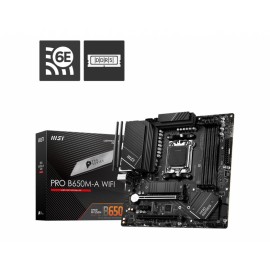 Mainboard|MSI|AMD B650|SAM5|MicroATX|Memory DDR5|Memory slots 4|1xPCI-Express 3.0 1x|2xPCI-Express 4.0 16x|2xM.2|1xHDMI|1xDisplayPort|8xUSB 3.2|1xRJ45|3xAudio port|PROB650M-AWIFI Mainboard|MSI|AMD B650|SAM5|MicroATX|Memory DDR5|Memory slots 4|1xPCI-Express 3.0 1x|2xPCI-Express 4.0 16x|2xM.2|1xHDMI|1xDisplayPort|8xUSB 3.2|1xRJ45|3xAudio port|PROB650M-AWIFI