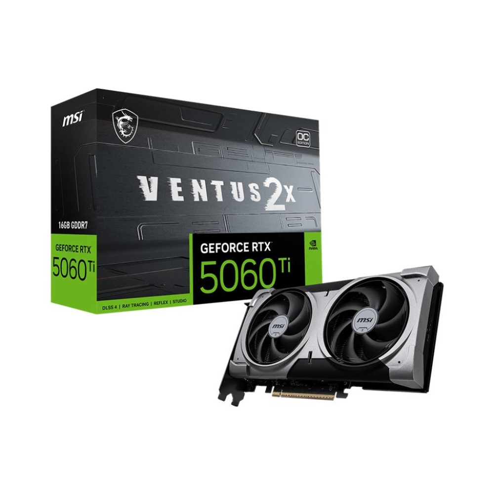 Graphics Card|MSI|NVIDIA GeForce RTX 5060 Ti|16 GB|GDDR7|128 bit|PCIE 5.0 16x|Dual Slot Fansink|5060TI16GVENTUS2XOCPLUS Graphics Card|MSI|NVIDIA GeForce RTX 5060 Ti|16 GB|GDDR7|128 bit|PCIE 5.0 16x|Dual Slot Fansink|5060TI16GVENTUS2XOCPLUS