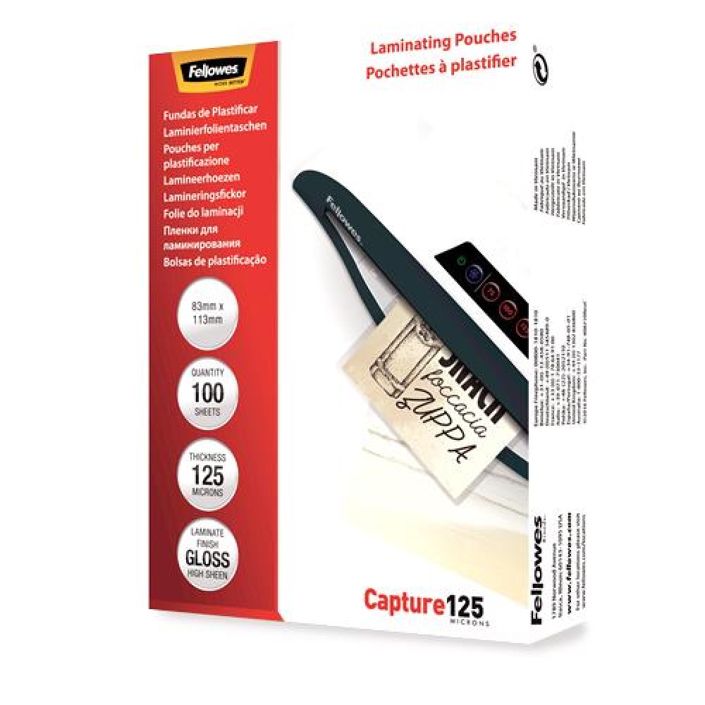 LAMINATOR POUCH GLOSSY CARD/125 100PCS 5307101 FELLOWES LAMINATOR POUCH GLOSSY CARD/125 100PCS 5307101 FELLOWES