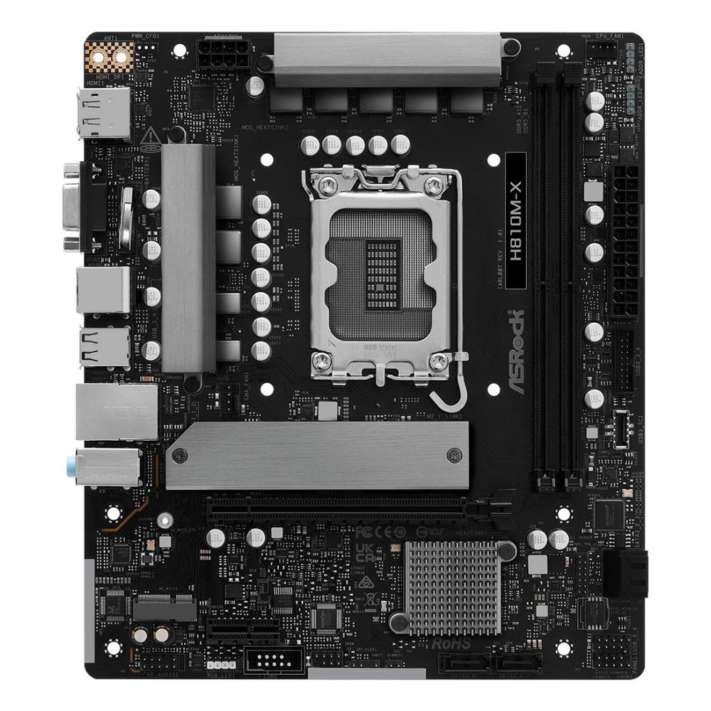 Mainboard|ASROCK|Intel H810|LGA1851|Micro-ATX|Memory DDR5|Memory slots 2|H810M-X