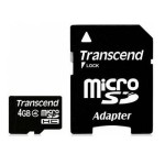 MEMORY MICRO SDHC 4GB W/ADAPT/CLASS4 TS4GUSDHC4 TRANSCEND