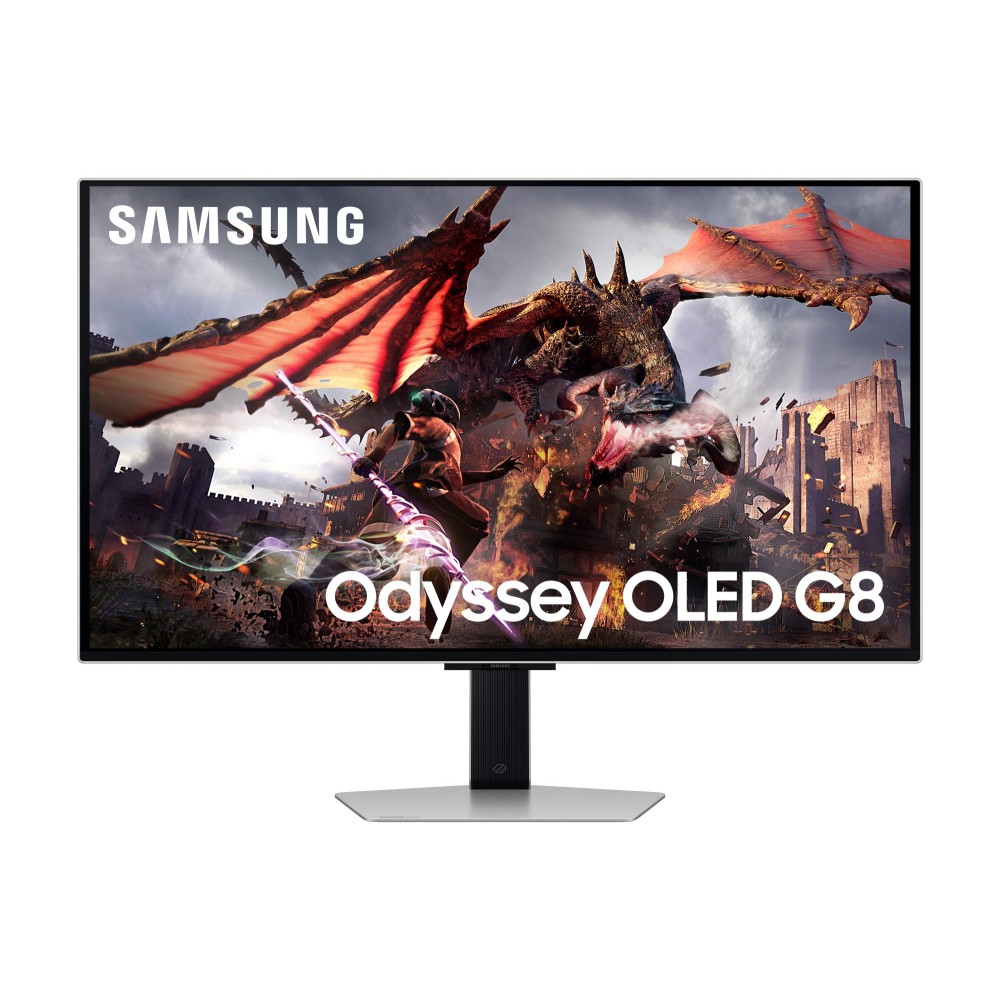Monitor|SAMSUNG|32"|Gaming/Smart/4K|Panel OLED|3840x2160|16:9|0.03 ms|Speakers|Swivel|Pivot|Height adjustable|Tilt|Colour Silver|LS32DG802SUXDU