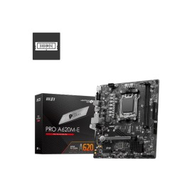 Mainboard|MSI|AMD A620|SAM5|Micro-ATX|Memory DDR5|Memory slots 2|1xPCI-Express 3.0 1x|1xPCI-Express 4.0 16x|1xM.2|1x15pin D-sub|1xHDMI|2xUSB 2.0|4xUSB 3.2|2xPS/2|1xRJ45|3xAudio port|PROA620M-E Mainboard|MSI|AMD A620|SAM5|Micro-ATX|Memory DDR5|Memory slots 2|1xPCI-Express 3.0 1x|1xPCI-Express 4.0 16x|1xM.2|1x15pin D-sub|1xHDMI|2xUSB 2.0|4xUSB 3.2|2xPS/2|1xRJ45|3xAudio port|PROA620M-E