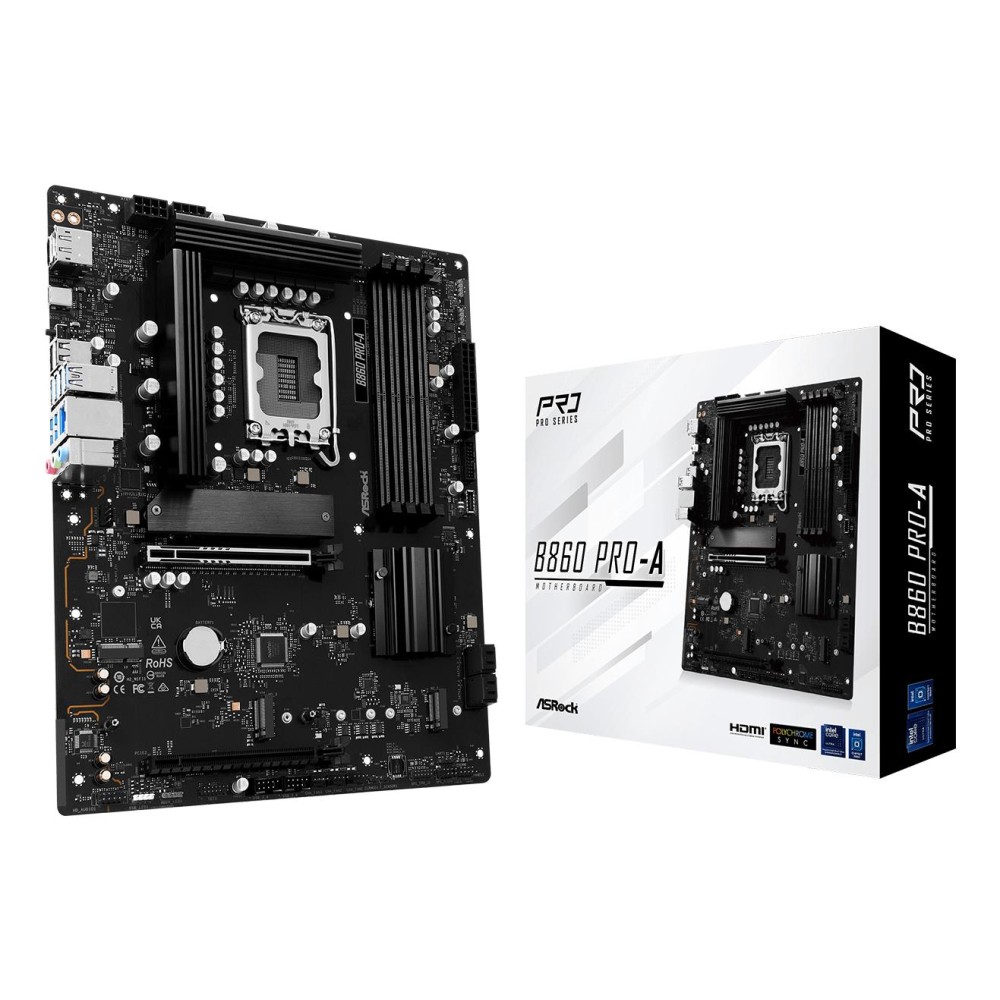 Mainboard|ASROCK|Intel B860 Express|LGA1851|ATX|Memory DDR5|Memory slots 4|1xHDMI|1xDisplayPort|1xAudio-In|1xAudio-Out|1xMicrophone|2xUSB 2.0|6xUSB 3.2|1xUSB-C|1xRJ45|B860PRO-A