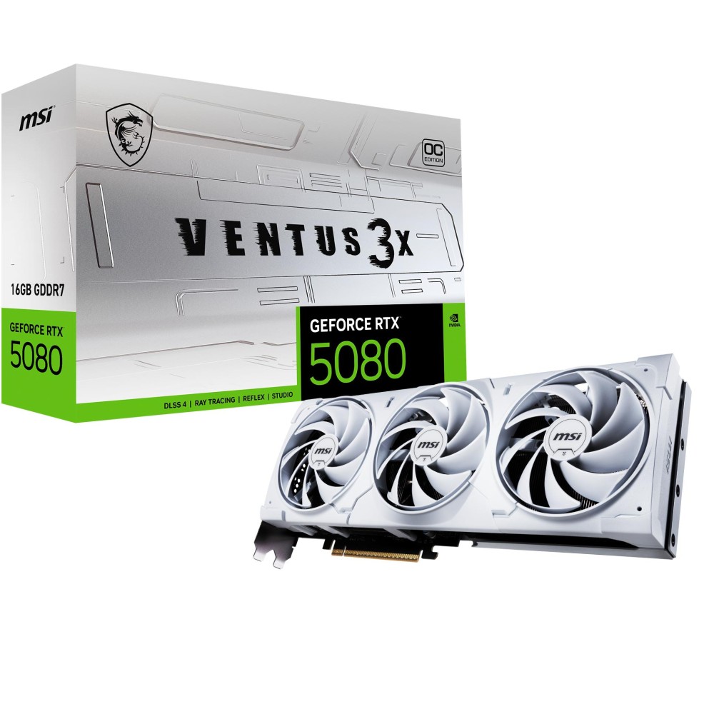 Graphics Card|MSI|NVIDIA GeForce RTX 5080|16 GB|GDDR7|256 bit|PCIE 5.0 16x|Dual Slot Fansink|1xHDMI|3xDisplayPort|508016GVEN3XOCWHITE Graphics Card|MSI|NVIDIA GeForce RTX 5080|16 GB|GDDR7|256 bit|PCIE 5.0 16x|Dual Slot Fansink|1xHDMI|3xDisplayPort|508016GVEN3XOCWHITE