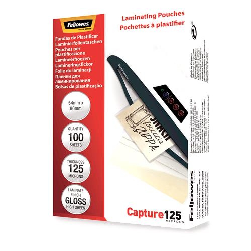LAMINATOR POUCH GLOSSY CARD/125 100PCS 5306302 FELLOWES LAMINATOR POUCH GLOSSY CARD/125 100PCS 5306302 FELLOWES