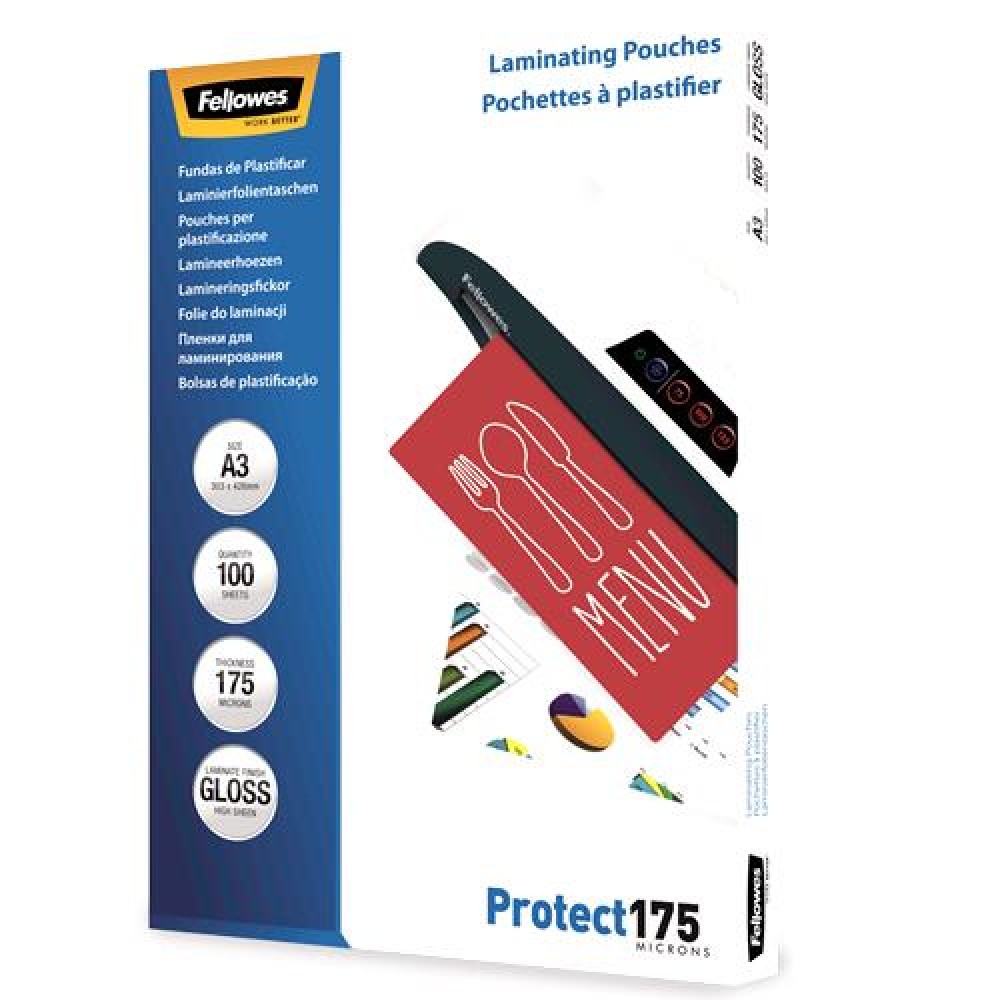 LAMINATOR POUCH GLOSSY/A3 175 100PCS 5308803 FELLOWES LAMINATOR POUCH GLOSSY/A3 175 100PCS 5308803 FELLOWES