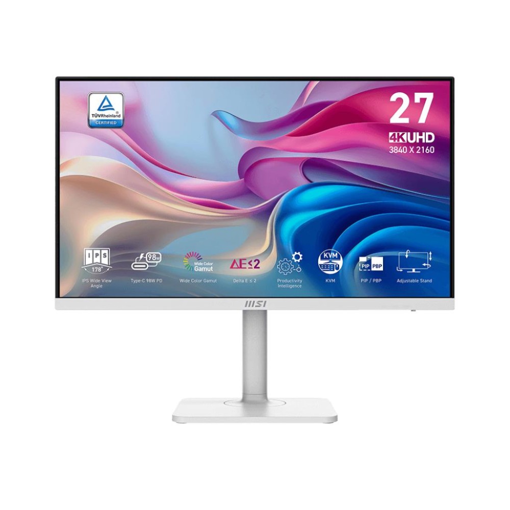 LCD Monitor|MSI|MODERN MD272UPHW|27"|Business/4K|Matte|Panel IPS|3840x2160|16:9|60Hz|4 ms|Speakers|Colour White|MODERNMD272UPHW