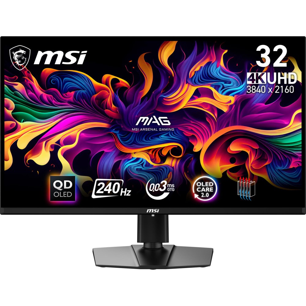 Monitor|MSI|MAG 321UPX QD-OLED|32"|Gaming|Panel QD-OLED|3840x2160|16:9|240Hz|Matte|0.03 ms|Swivel|Pivot|Height adjustable|Tilt|Colour Black|MAG321UPXQD-OLED Monitor|MSI|MAG 321UPX QD-OLED|32"|Gaming|Panel QD-OLED|3840x2160|16:9|240Hz|Matte|0.03 ms|Swivel|Pivot|Height adjustable|Tilt|Colour Black|MAG321UPXQD-OLED