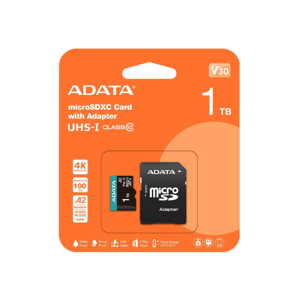 MEMORY MICRO SDXC 1TB W/AD./AUSDX1TUI3V30SA2-RA1 ADATA
