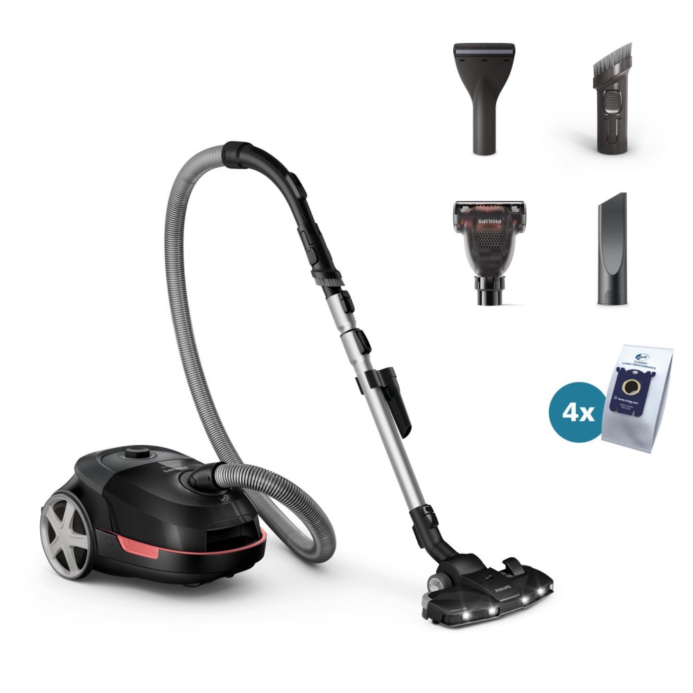 Vacuum Cleaner|PHILIPS|Bagged|900 Watts|Capacity 4 l|Noise 77 dB|Black|Weight 4.6 kg|XD6142/12